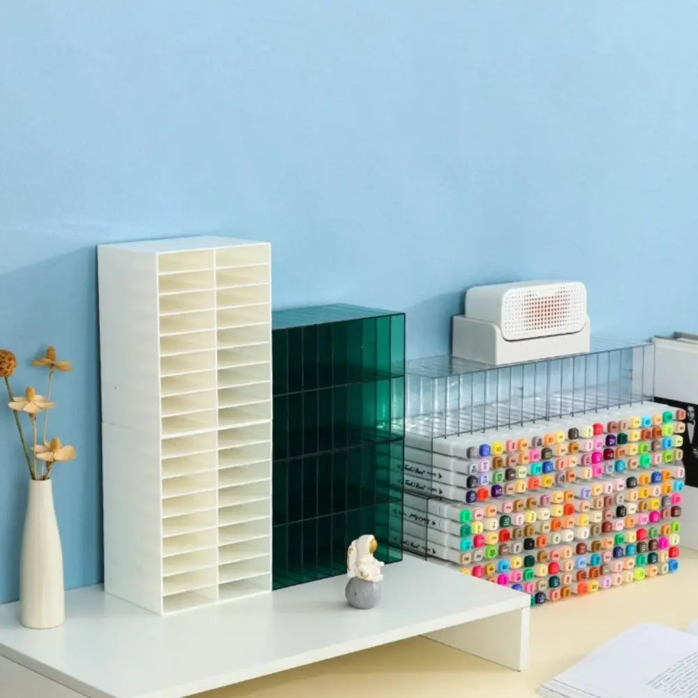 18 Compartments Mark Pen Storage Box Large Capacity Multifunctional Art Marker Organizer Transparent Cosmetic Holder