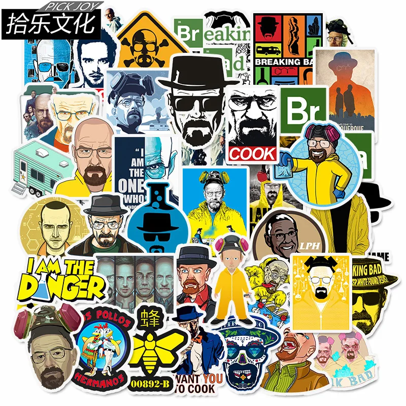 40pcs no repeat 5-9cm Cartoon Breaking bad sticker toy for box Suitcase computer PVC collection pinkman white Heisenberg