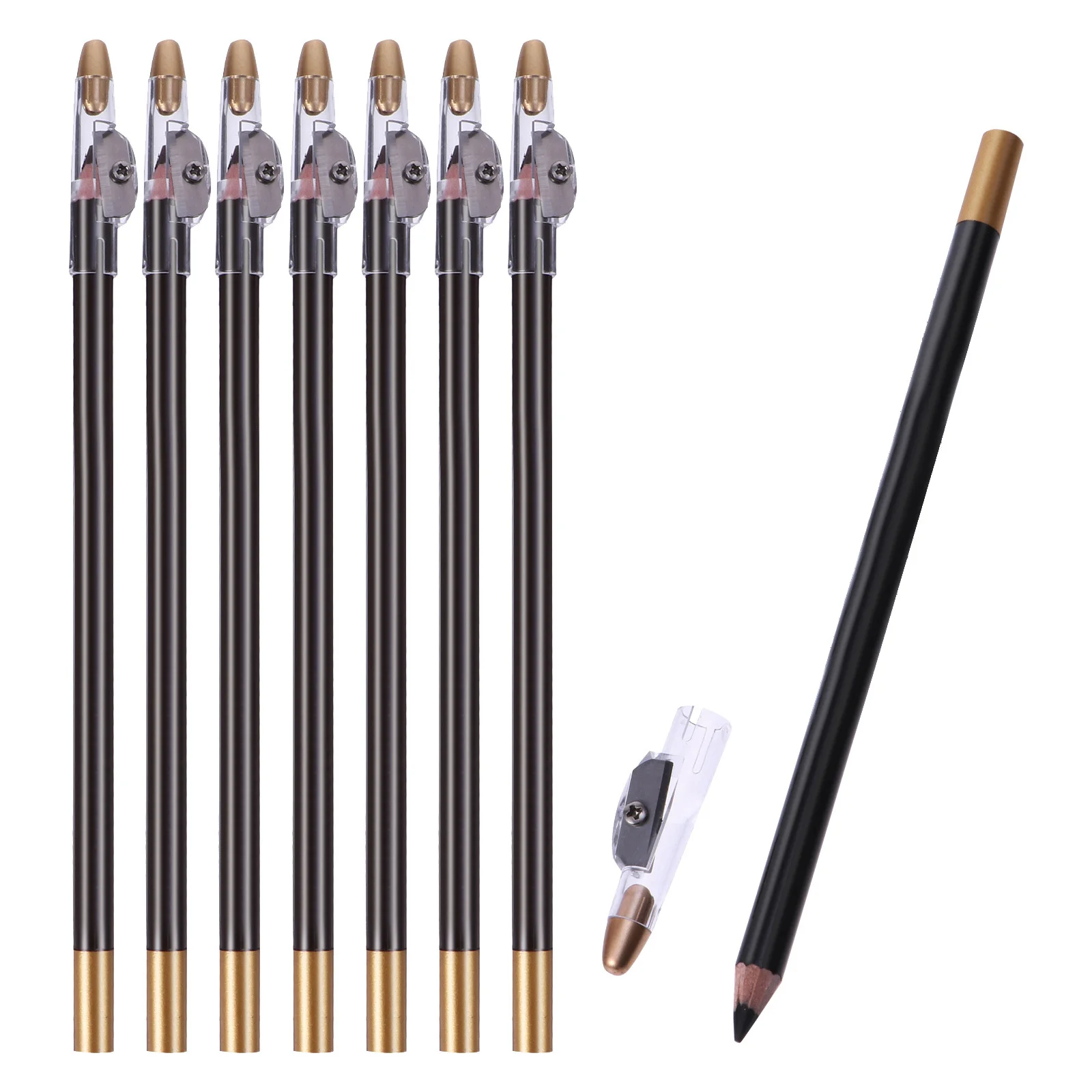 8 قطع من أقلام الحواجب المقاومة للماء والعرق، مبراة مدمجة تدوم طويلاً، لمسة نهائية طبيعية للنساء، أداة مكياج