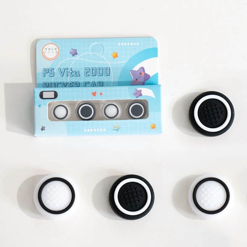 シリコンソフトサムスティックグリップキャップ、ソニープレイステーション、psvita、vita、psv 1000、ワイド、2000スリム、プロテクターケース用の楽しいカバー、4個