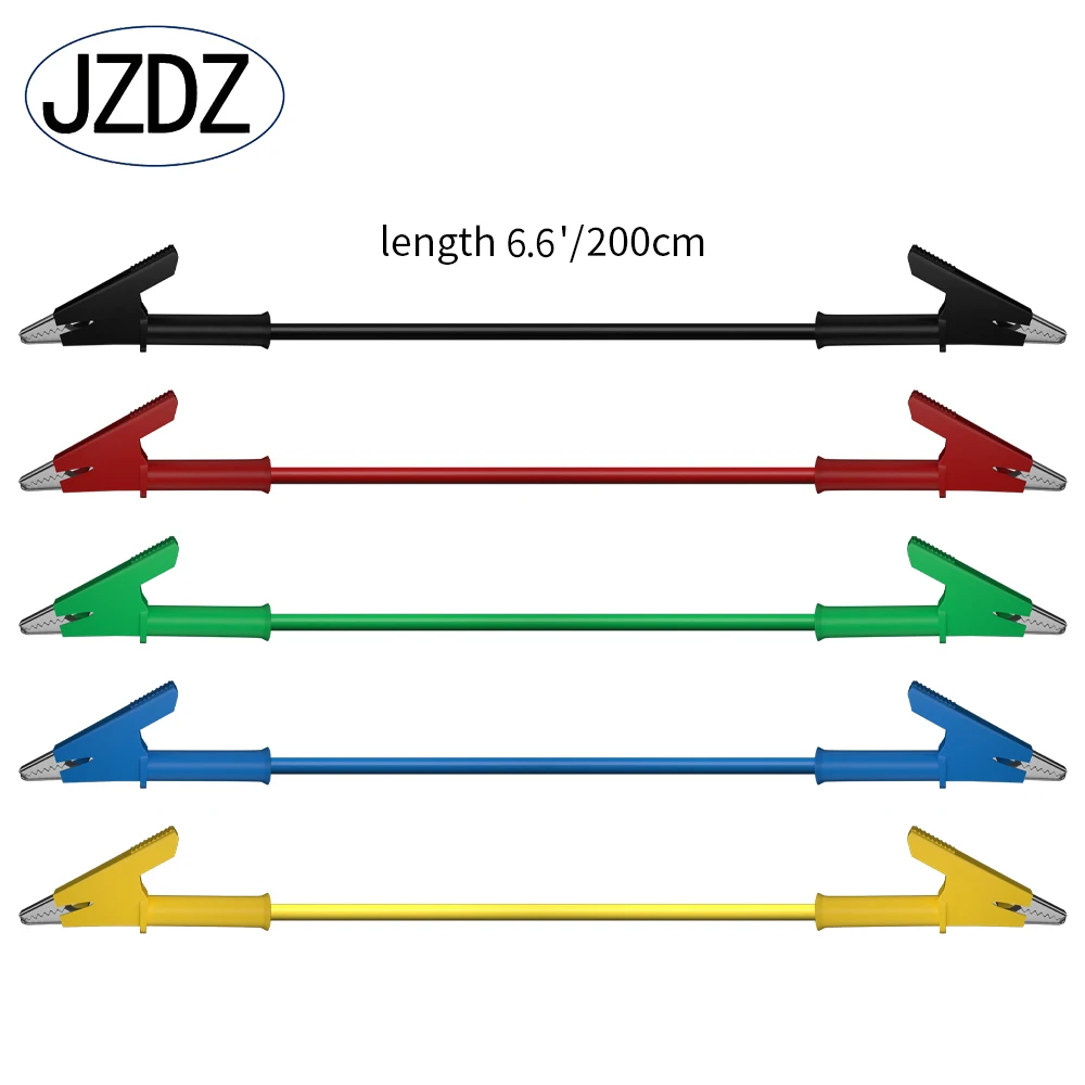 JZDZ 200CM 5pcs 4mm Alligator Clips to Alligator Clips Multimeter Test Leads Cable Line Jumper Wire Electrical Test Tools 70036