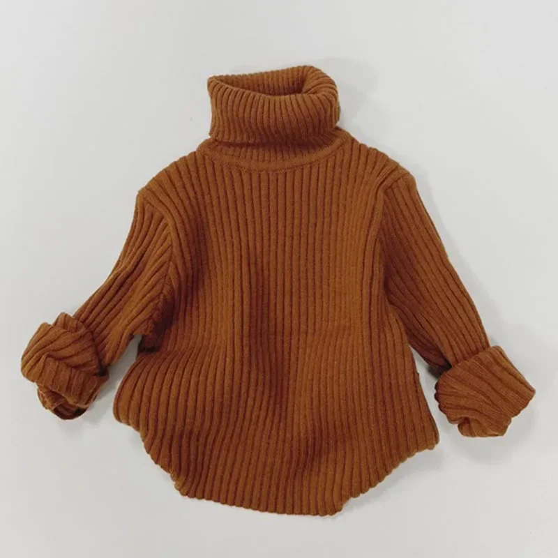 

Autumn Winter Korean Style Kids Solid Color High Collar Knitting Pullover Top Baby Boys Girls Sweater Children Knitting Clothing