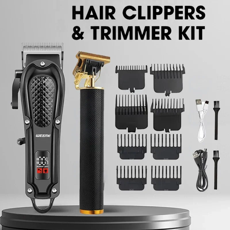 Cortadora de pelo profesional ajustable para hombres, recortadora eléctrica de peluquero, potente máquina para cortar cabello recargable, Kit de corte de pelo