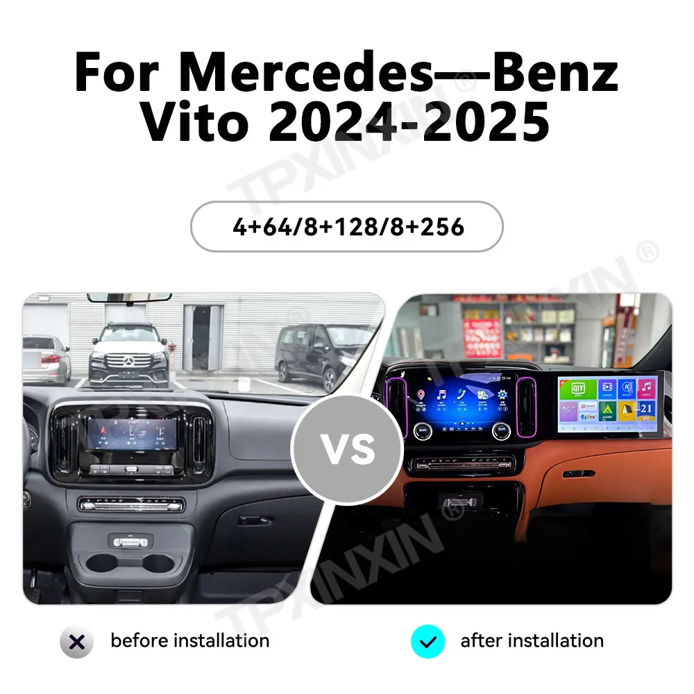 

Android Auto CarPlay стереоплеер для Mercedes Benz Vito 2024 2025 автомобильный радиоприемник GPS Navi магнитофон 25 "двойной экран головное устройство