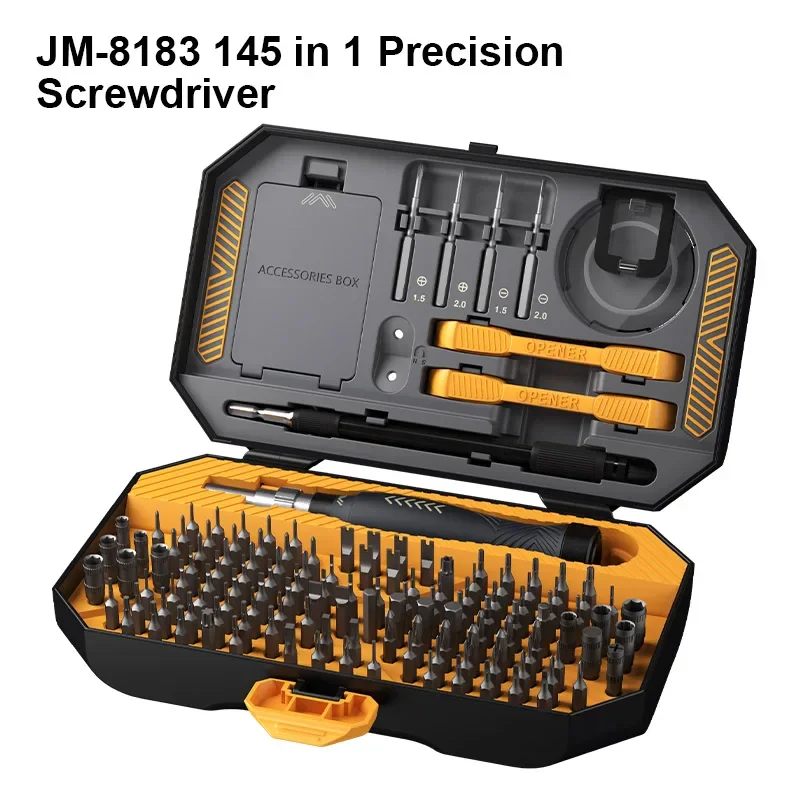 JAKEMY JM-8183 Precision Screwdriver Set with Extension Bar for Mobile Phone PC Maintenance  145 in 1 CR-V Bits Screwdrivers Kit