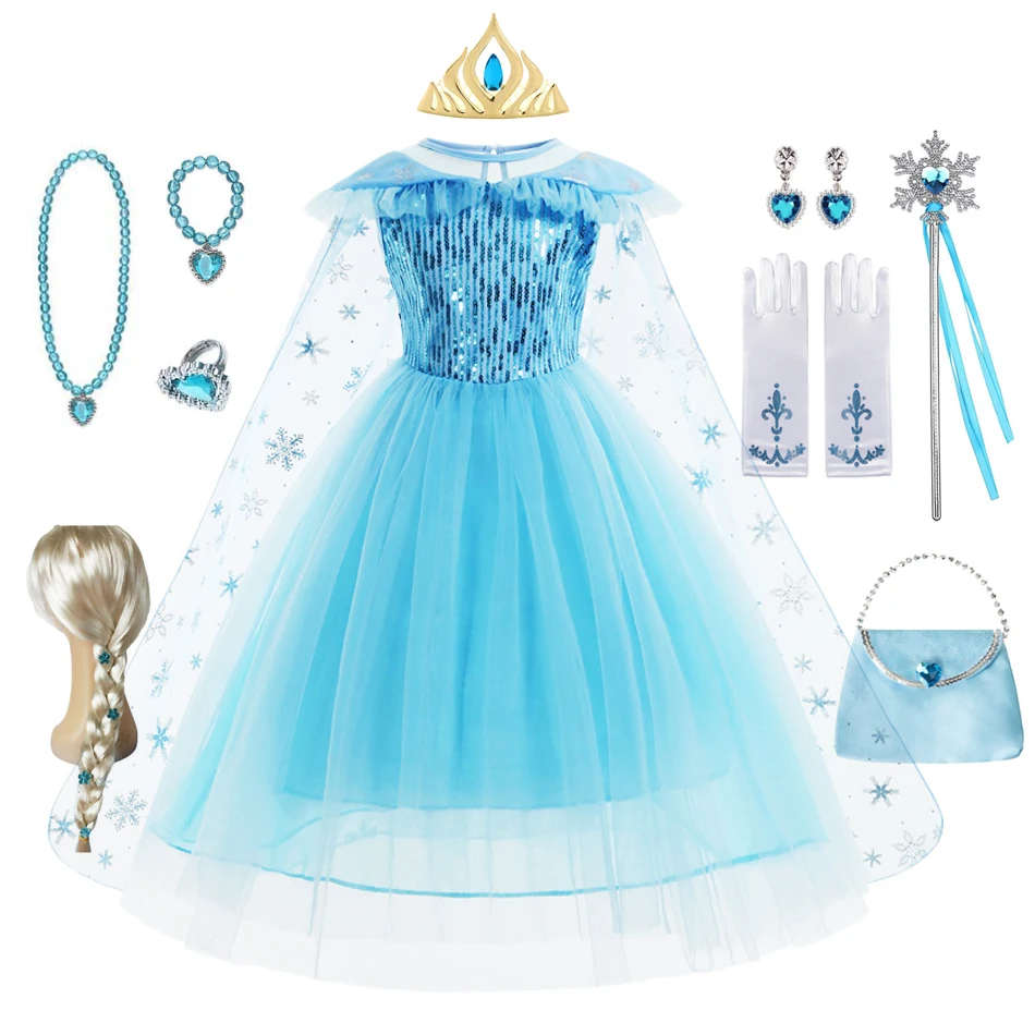 

Girls Elsa Dresses Costume Clothes Kid Cosplay Princess Dress Snow Queen Vestido Children Birthday Parti Sukienki