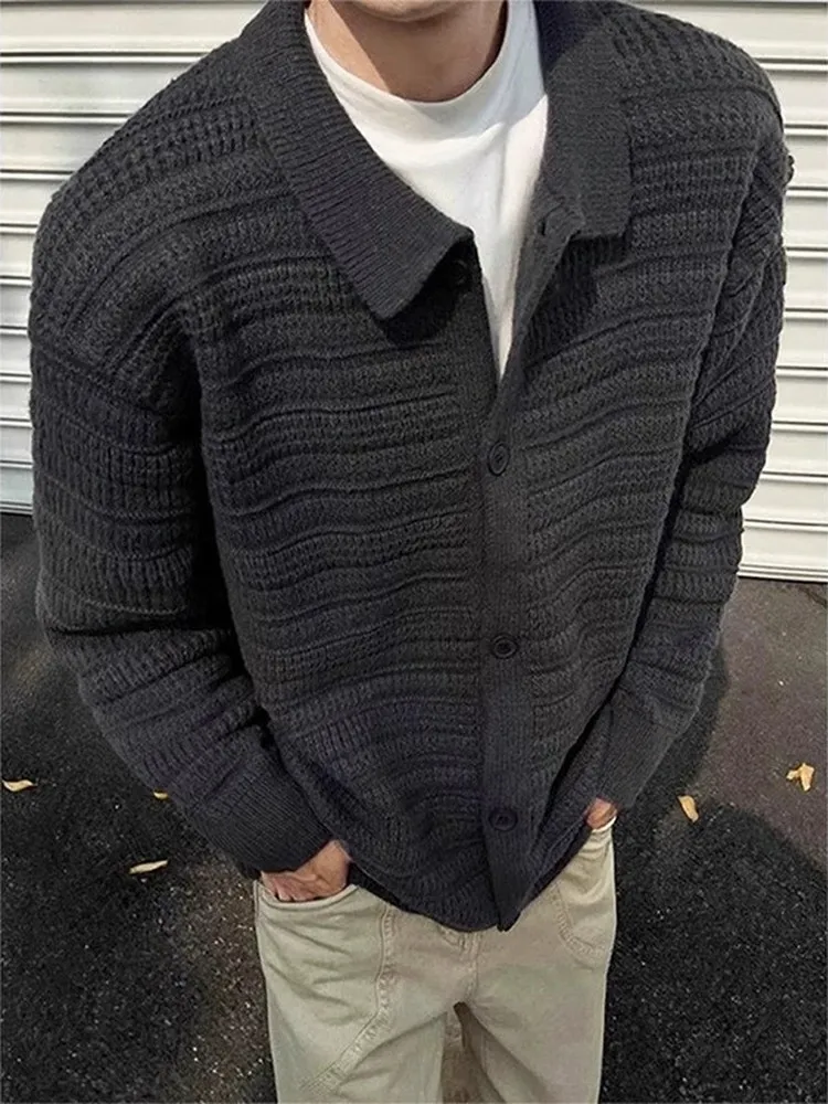 

Loose Fit Knitted Sweater Women's Autumn Winter Warmth Basic Sle Turn-down Collar Open Cardigan Outerwear Casual Long Sve