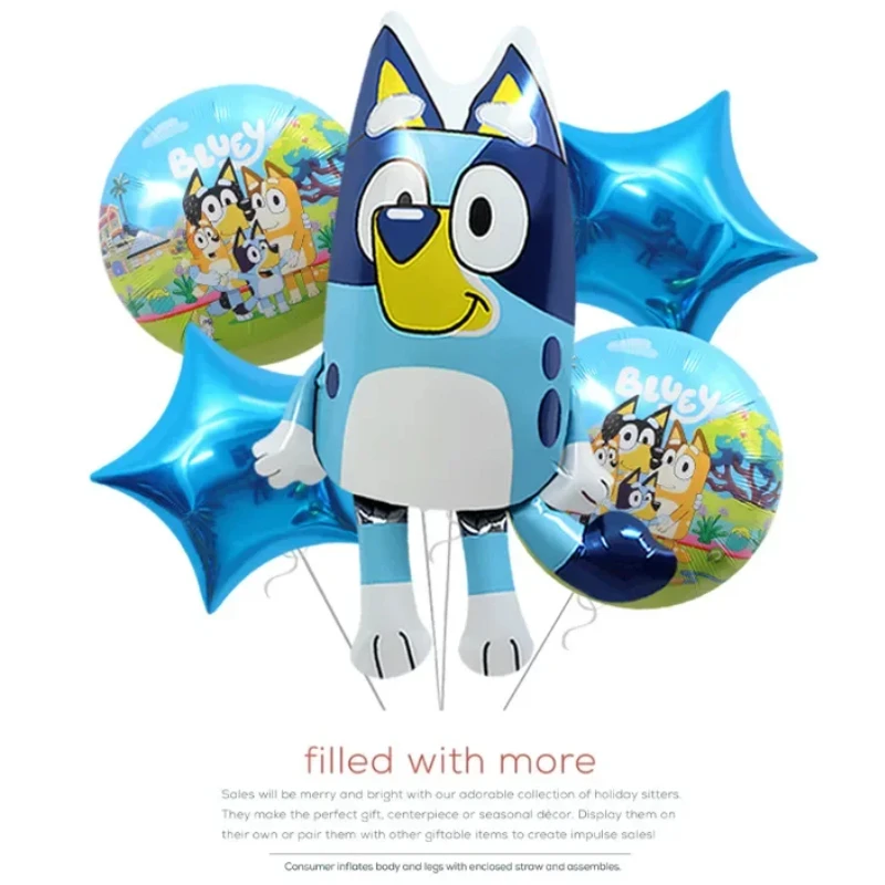 Bluey Ballons Set Boys Girls Birthday Party Number Balloons Decoration Children's Toys Ornaments Cartoon Anime Kids Baby Gifts