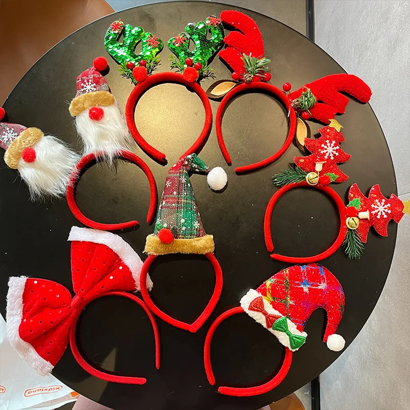 Kids Cute Cartoon Christmas Tree Santa Elk Antlers Headband Christmas Party Cosplay Performance Props