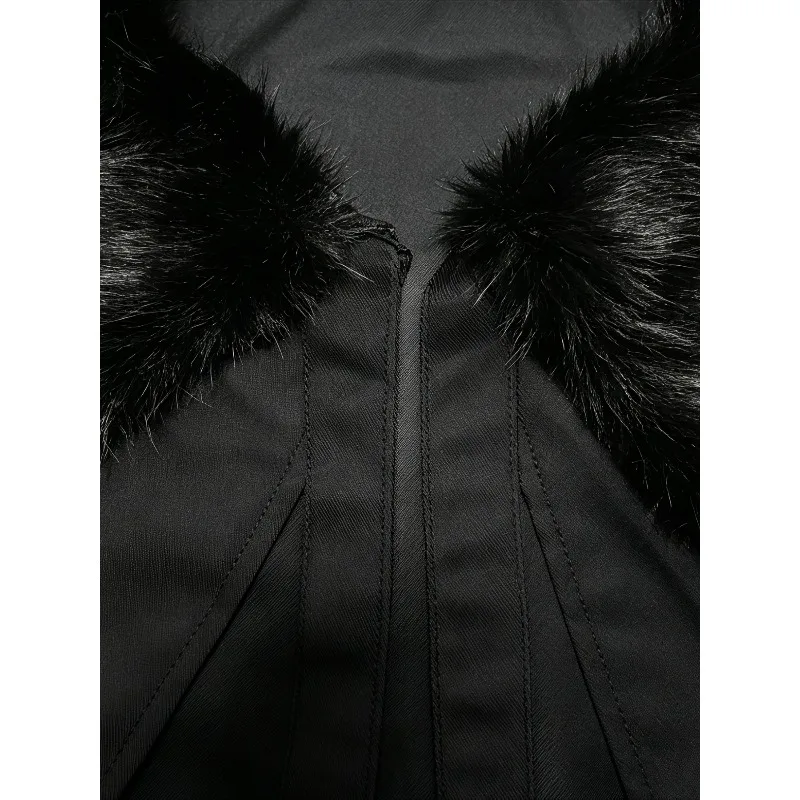 Halloween performance cape with thick fur collar, medieval costume, Rhaegar Targaryen cape view 6