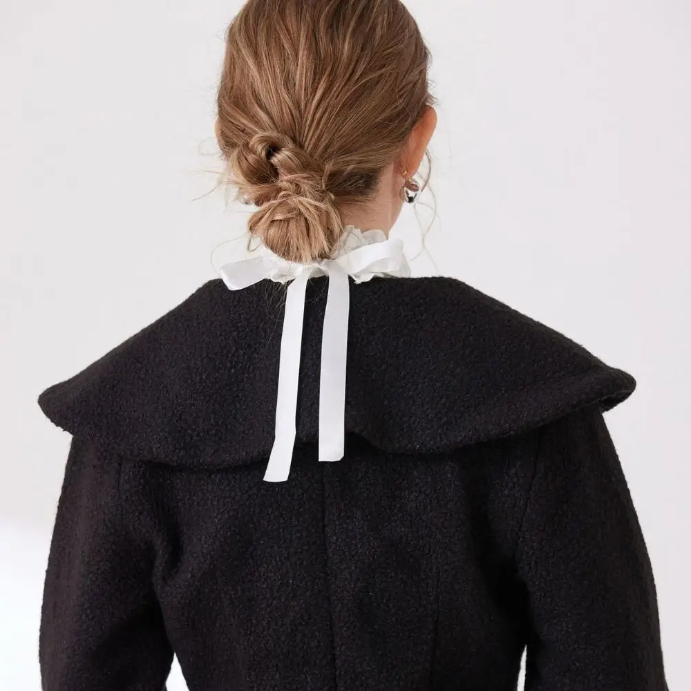 

Versatile White Ruffled Edge Layered Collar Court Noble Style Adjustable Stand Collar Tie-Up Collar Fashion Accessory