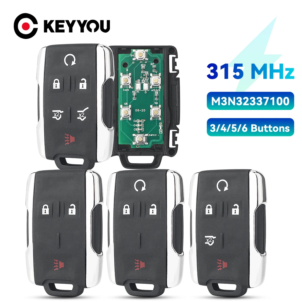 KEYYOU For Chevrolet Silverado Colorado 2014-2018 GMC Yukon M3N32337100 13577770 3/4/5/6BTN 315Mhz Remote Car Key