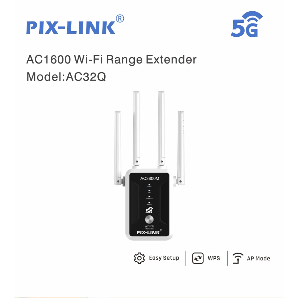 PIX New 1200Mbps Wireless WiFi Repeater Wifi Signal Booster Dual-Band 5G Extender 802.11ac Gigabit WiFi Amplifier WPS Router