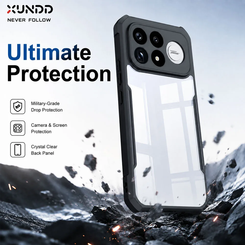 XUNDD Case For Redmi K100 Pro Max POCO F9 Ultra Magnetic Kickstand Shockproof Airbag Clear Black Cover Camera Protection Funda