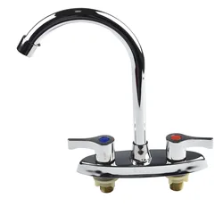 Double Hole Faucet Hot And Cold Water Mixer Tap Handle Deck Mounted Brass Kitchen Sink Faucet Washbasin Tap Easy Installation