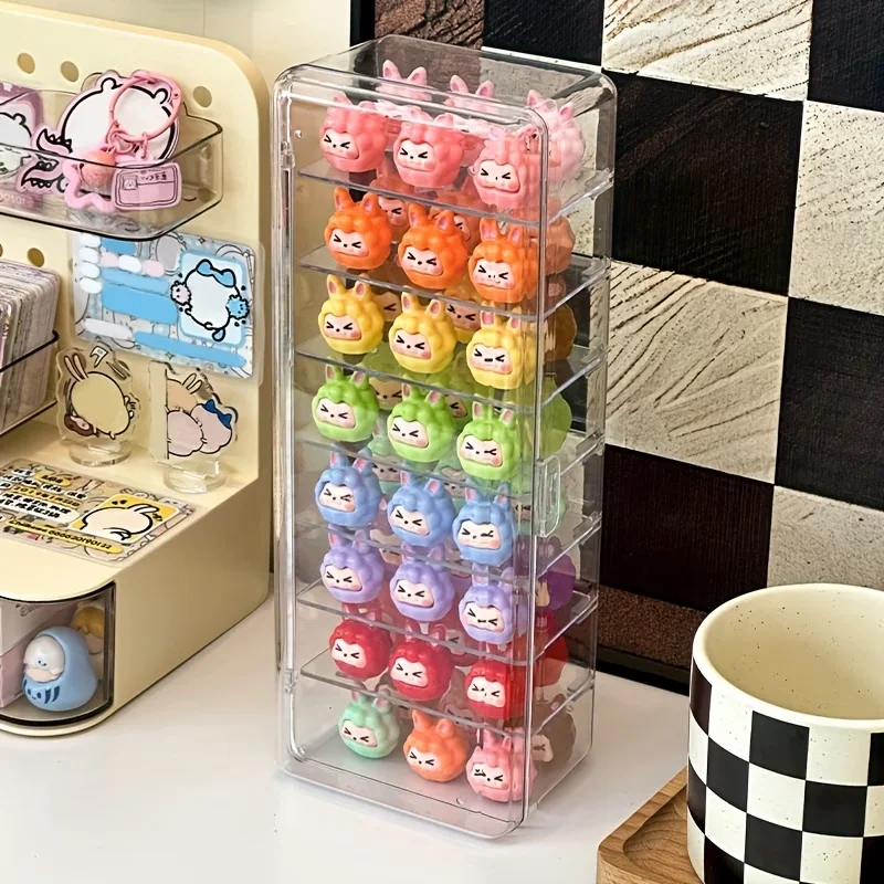 Large Capacity Acrylic Display Case With Multiple Compartments For Dolls And Toys Transparent Stair-Style Storage Organizer