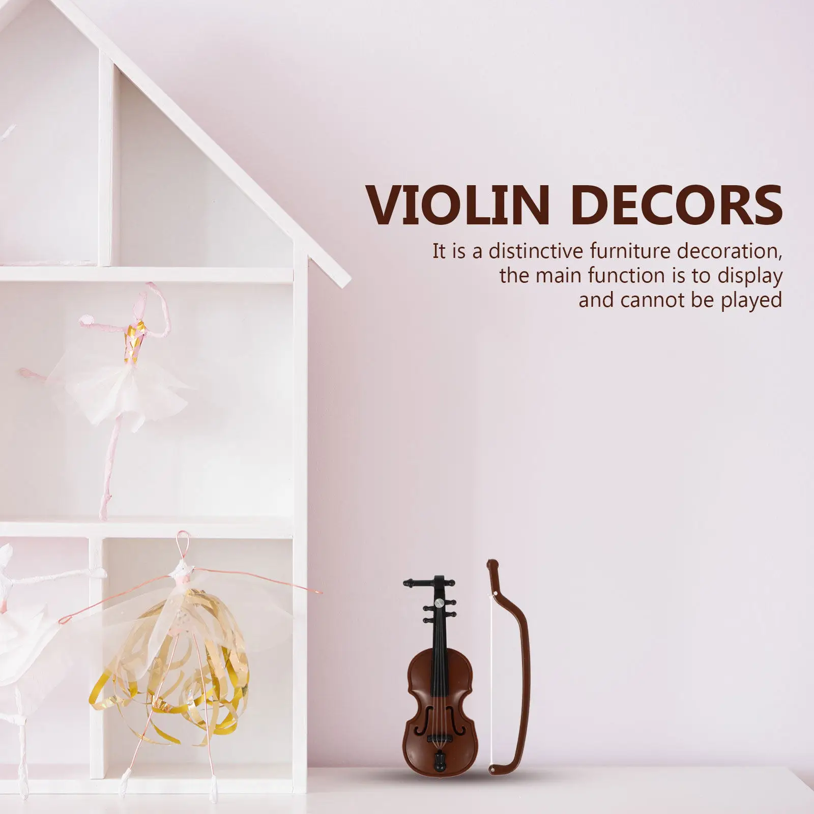 

6Pcs Plastic Mini Violin Decoration Simulated Violin for Miniature House Realistic Scene Building Supply House Decor