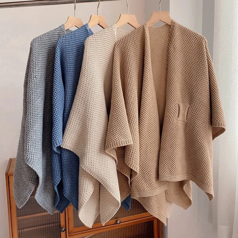 

Вязаная шаль, весенне-летняя уличная термозащитная накидка для шеи, шарф с кондиционером, женская утолщенная офисная накидка на плечо