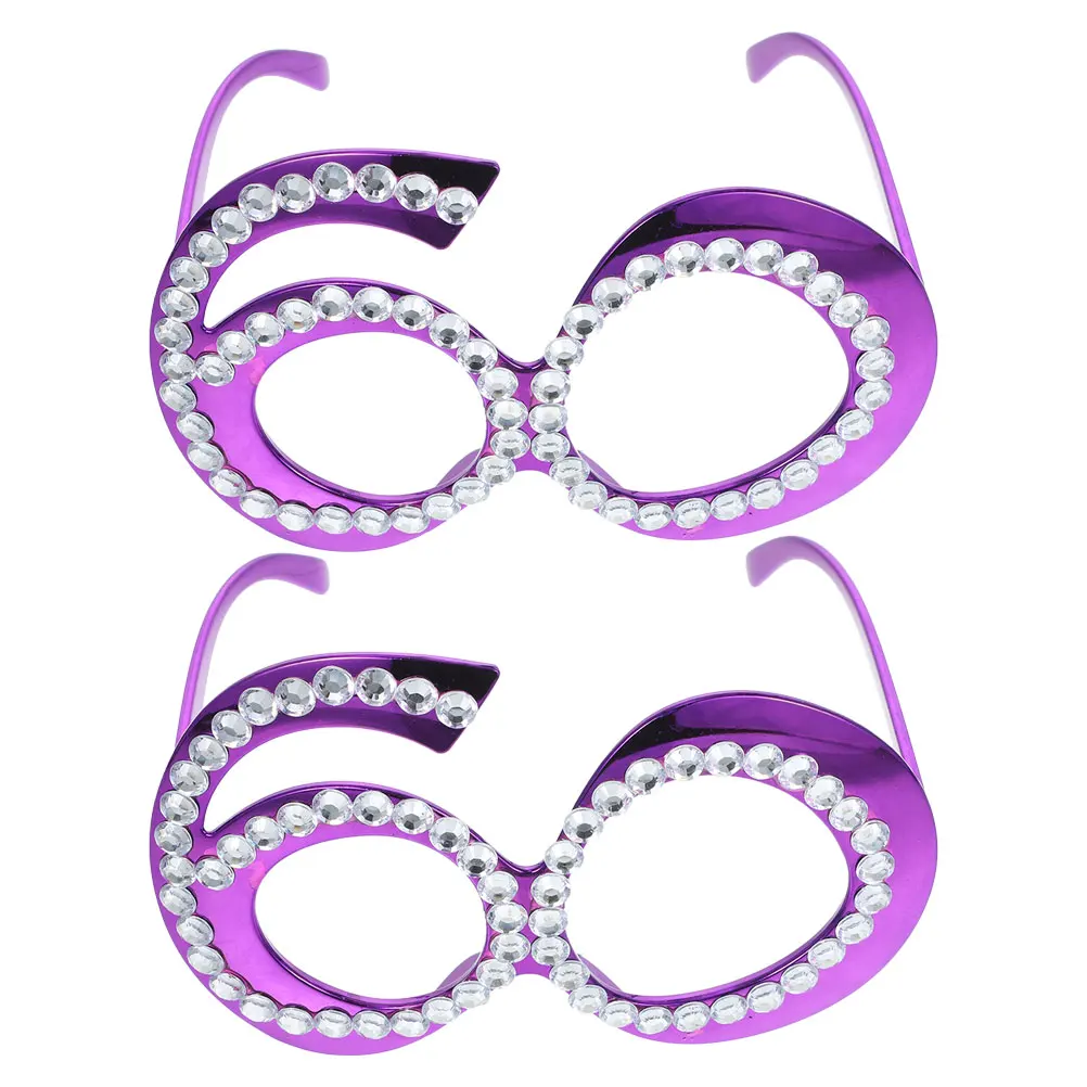 

2 Pcs Digital Glasses Birthday Party Photo Prop Funny Sunglasses Decorative Eyewear Other Adult Plastic Booth Props Kit Man