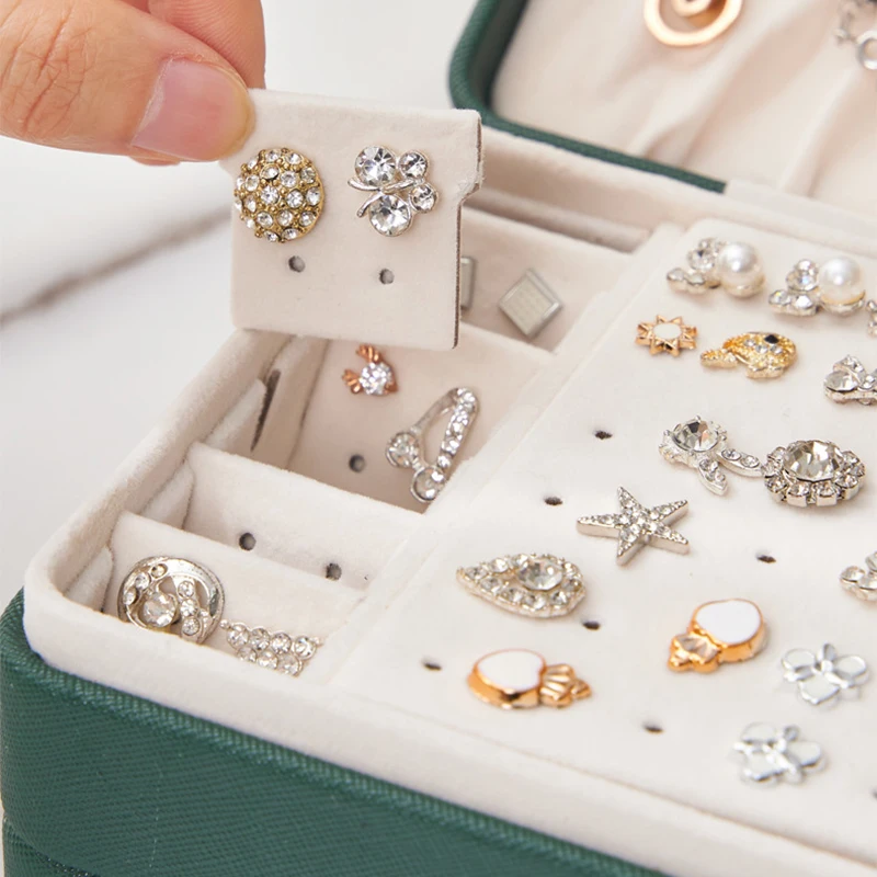 1PC Portable Travel Jewelry Box Multi Functional 3 Layer Leather Jewellery Ring Organizer Case Storage Gift Box for Girlfriend