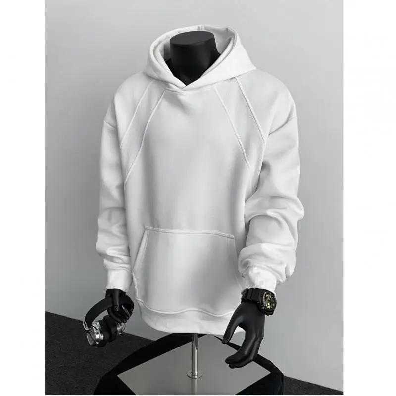 

2025 Trendy Oversized Pocket Solid Color Hooded Sweatshirt Unisex Long Sleeve Casual Pullover Streetwear Jacket for Man S-XXXXL