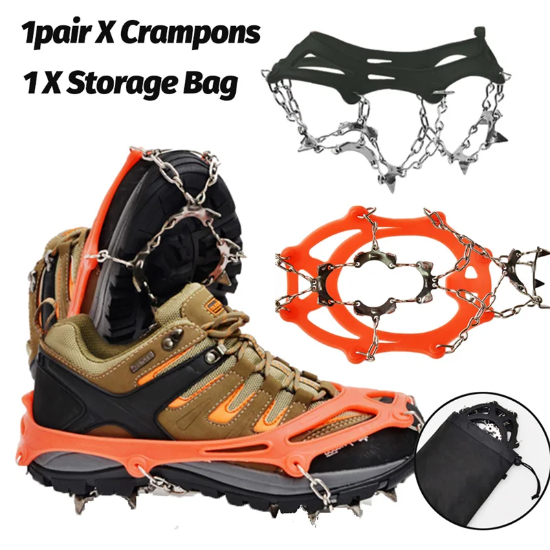 

Outdoor Climbing Non-Slip Ice Snow Grippers 13 Teeth Spike Cleats Crampons For Family Outdoor Camping Accessories