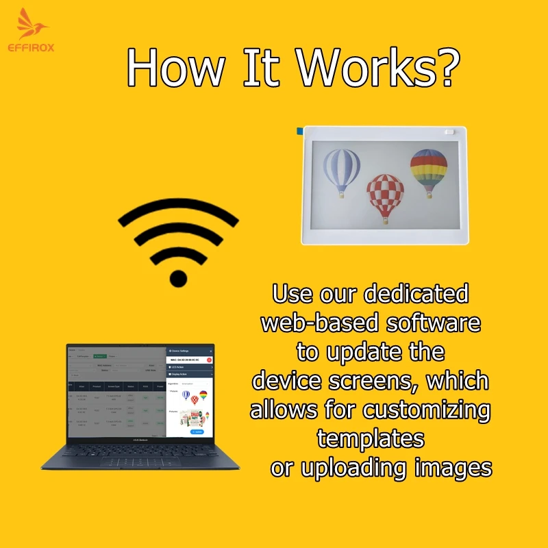 Full Color Eink Signage with WiFi 7.3 Inch Colorful epaper Display Wireless Electronic Paper Screen