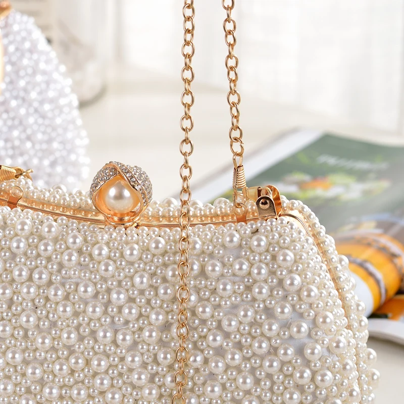 Borsa da sera con perle da donna borsa con pochette fantasia con strass a cascata