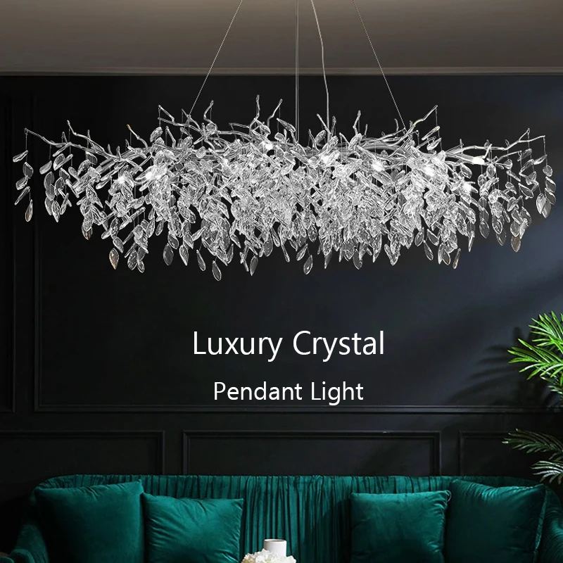 Luxury Modern Crystal Ceiling Chandelier Led Pendant Lamp Dining Living Room Bedroom Home Decor Silvery Wall Light Hanging Light