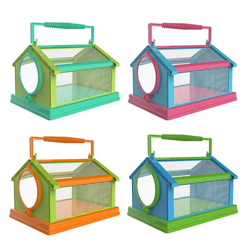 Y166 Insect Critter Keeper with Handle Easy to Observe Portable Plastic Terrarium for Bugs Lizards Frogs Insect Cage