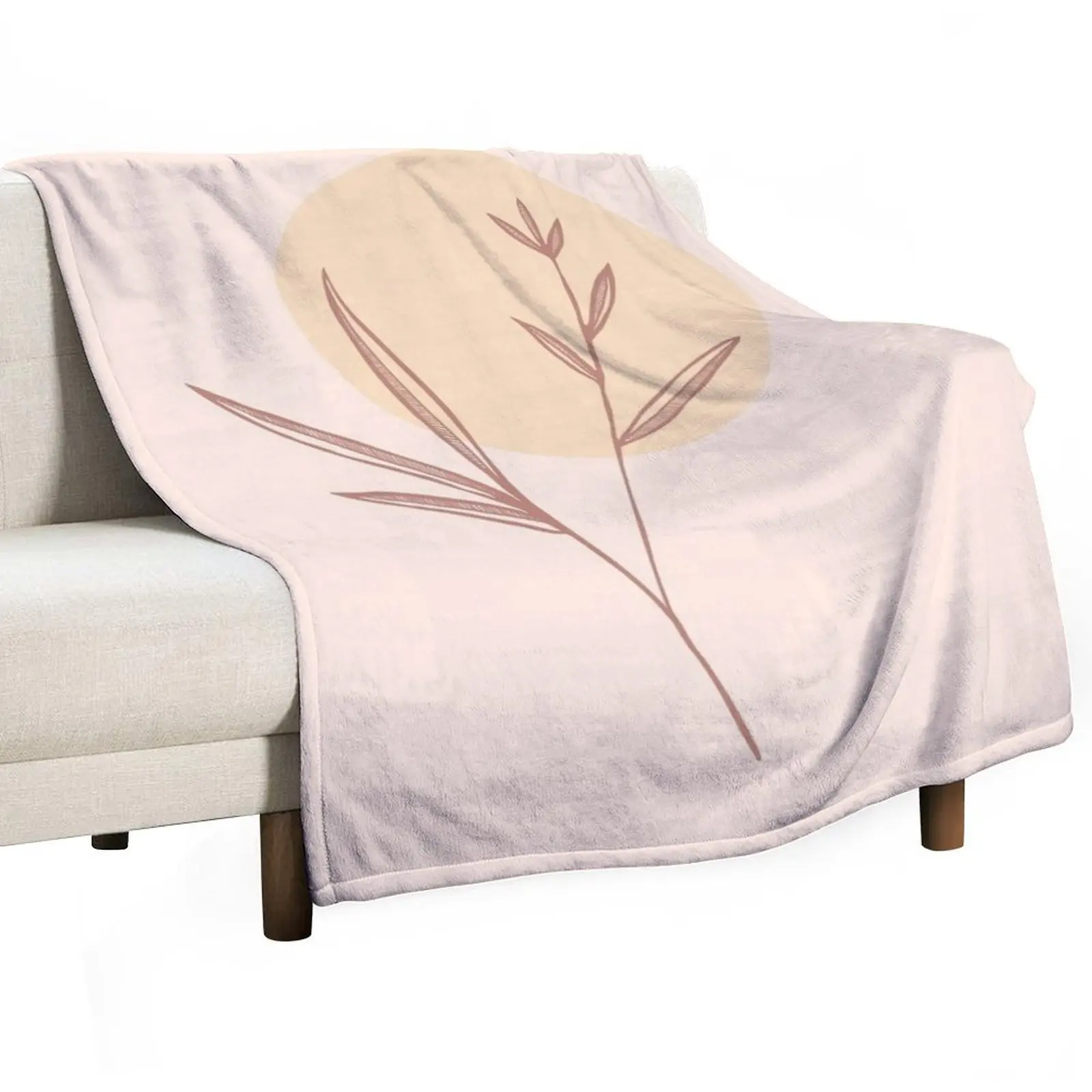 

Minimal Botanical Drawing Throw Blanket Retros Flannel Blankets