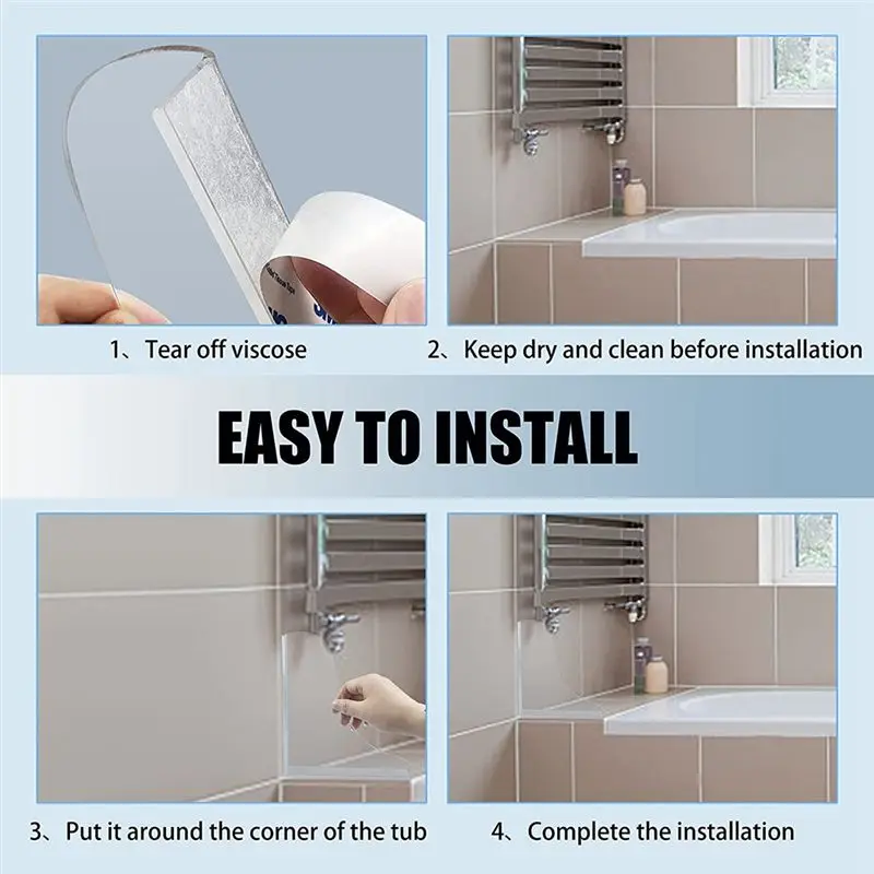 

AB09 Bathtub Corner Splash Guard, Acrylic Corner Guard Shower Bathtub Guard, Bathroom Bathtub Splash Guards, 2PCS Transparent