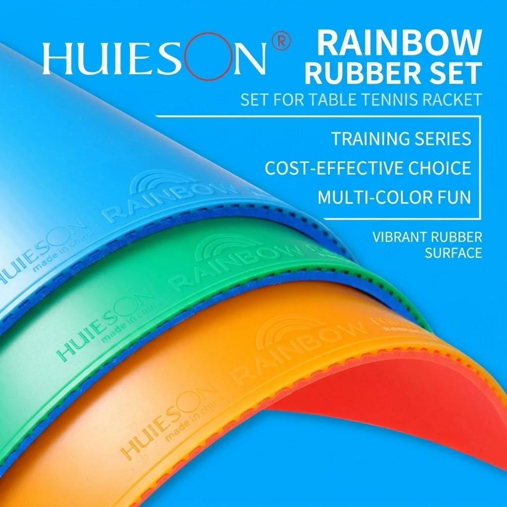 Colorful Table Tennis Rubber Rainbow Multi-Color Rubber Set with Reverse Rubber and High-Elastic Sponge for Beginners Training Basic Rubber