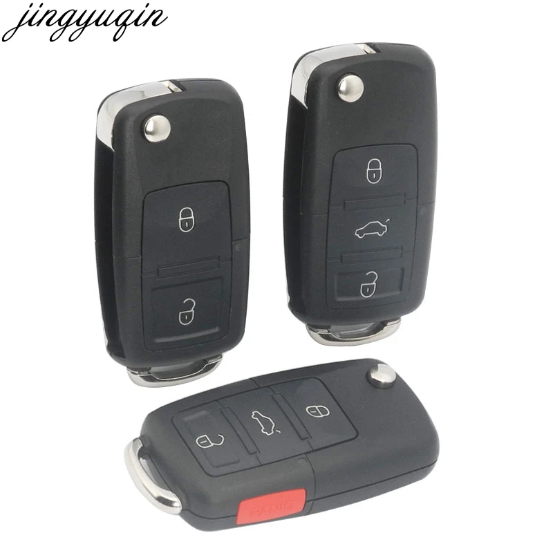 

Jingyuqin No Blade 2/3/4 Buttons Flip Folding Remote Car Key Shell Case Fob For VW polo passat b5 B6 Tiguan Golf 4 5 Seat Skoda