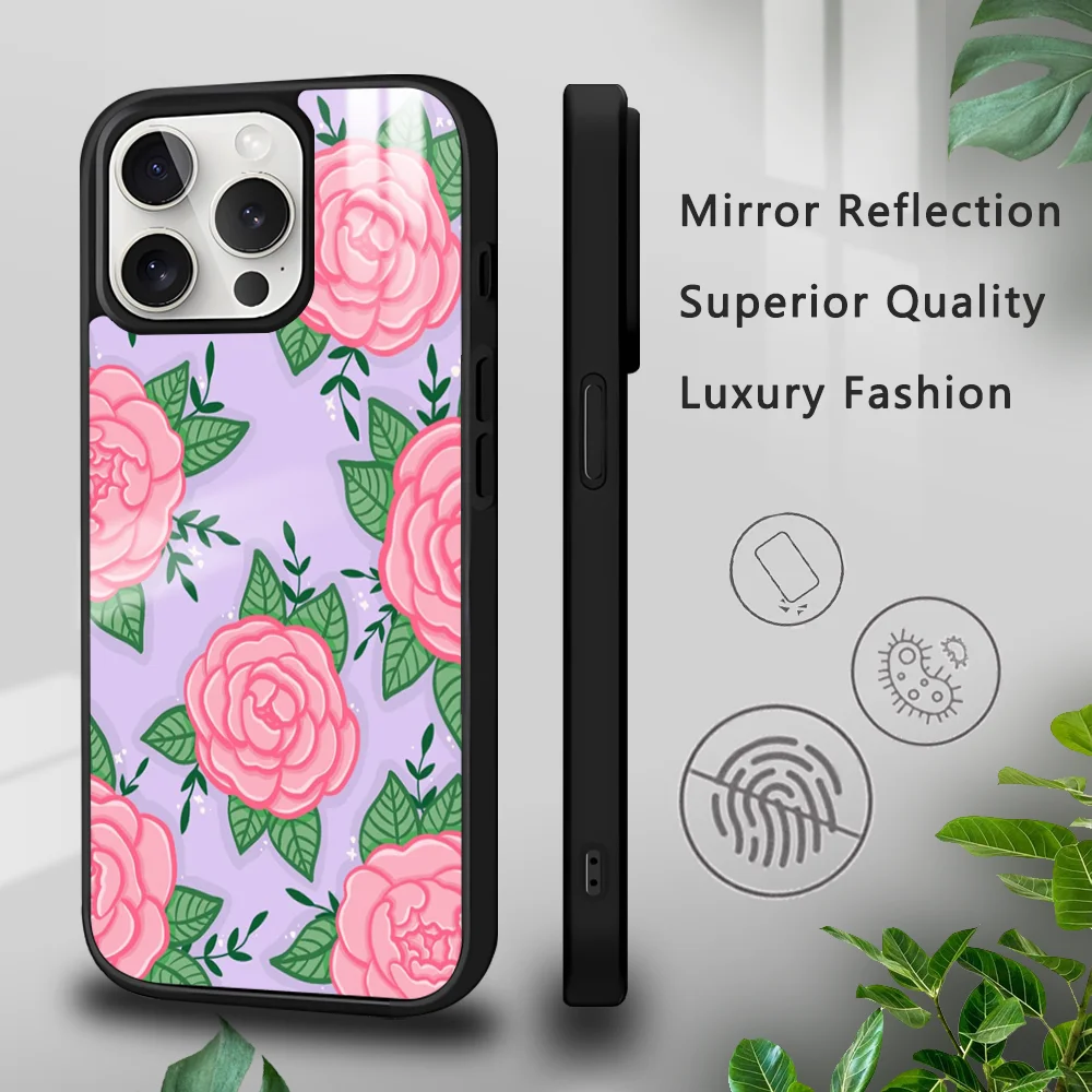 Pink Flower Hibiscus Rose Phone Case For iPhone 16 15 14 13 12 11 Pro Xs Max Mini Plus Celulares Hard Funda