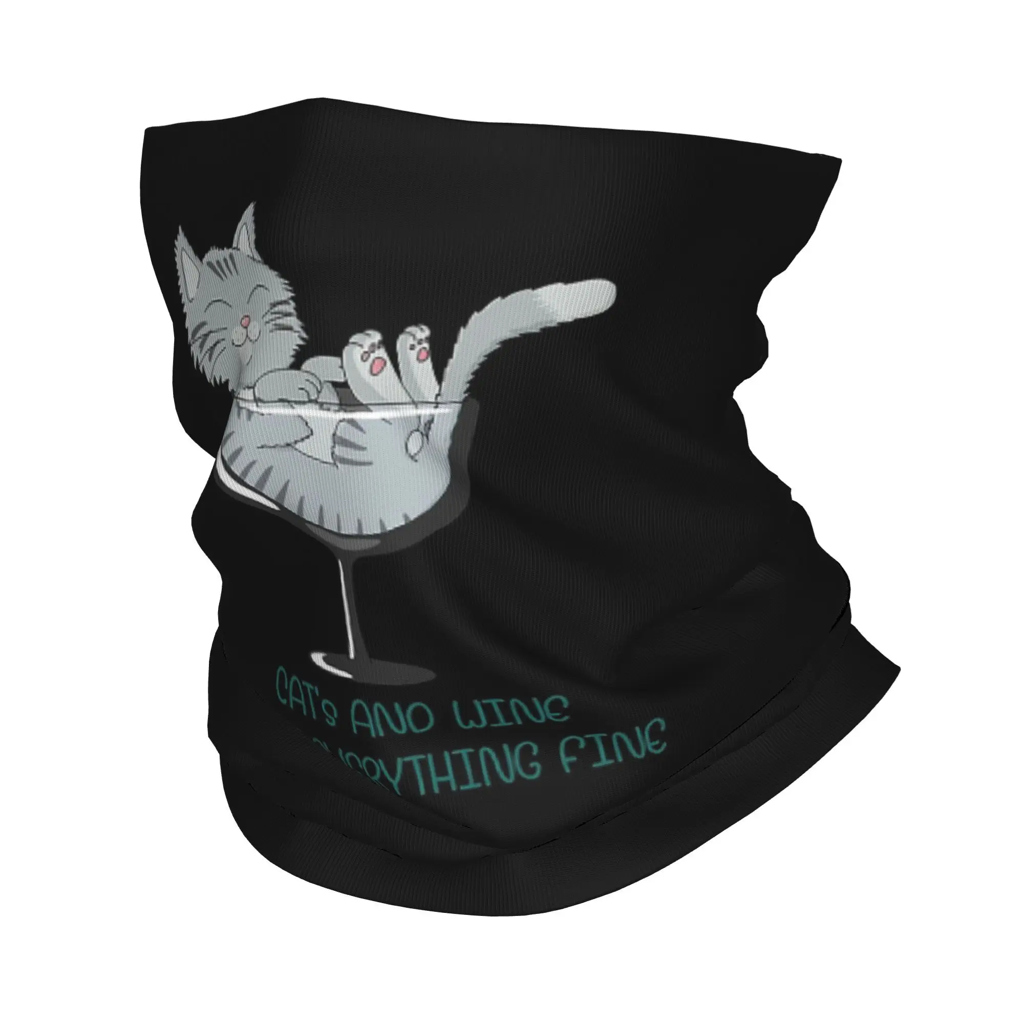 猫とワインはすべてをうまく解決します。 森の猫 バンダナ ネックカバー プリント ラップ マスク スカーフ バラクラバ アウトドア スポーツ ユニセックス 大人