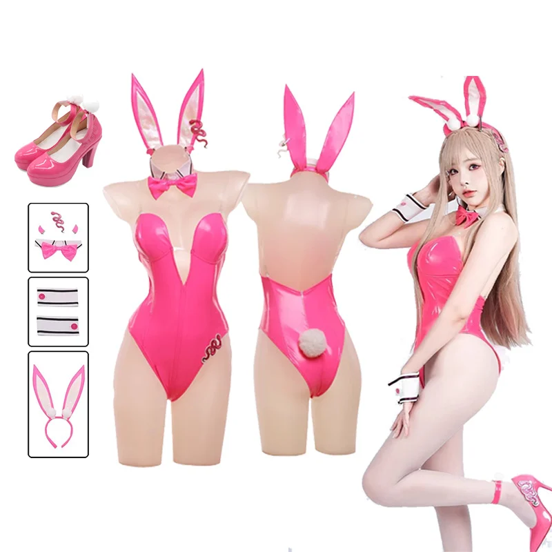 

NIKKE:The Goddess of Victory Viper Bunny Girl Bodysuit Cosplay Costume Women Halloween Carnival Pink PU Sexy Jumpsuit Wig Shoes