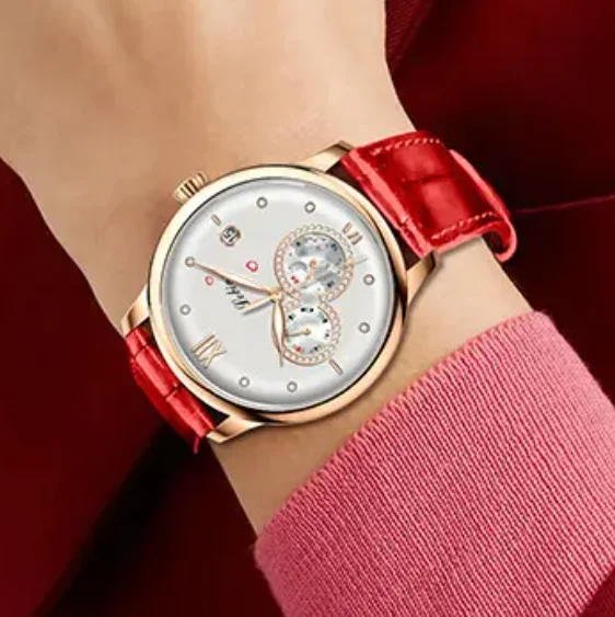 LOBINNI Women Automatic Watch 36.5mm Ladies Mechanical Wristwatch Waterproof Sapphire Mirror Multi-Dial 24 Hours Week Auto Date