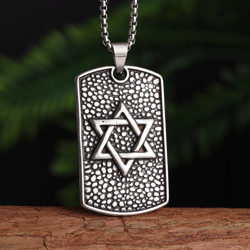 Vintage Jewish Solomon Star of David Pendant Stainless Steel Necklace for Men Hexagon Pendant Fashion Lucky Jewelry