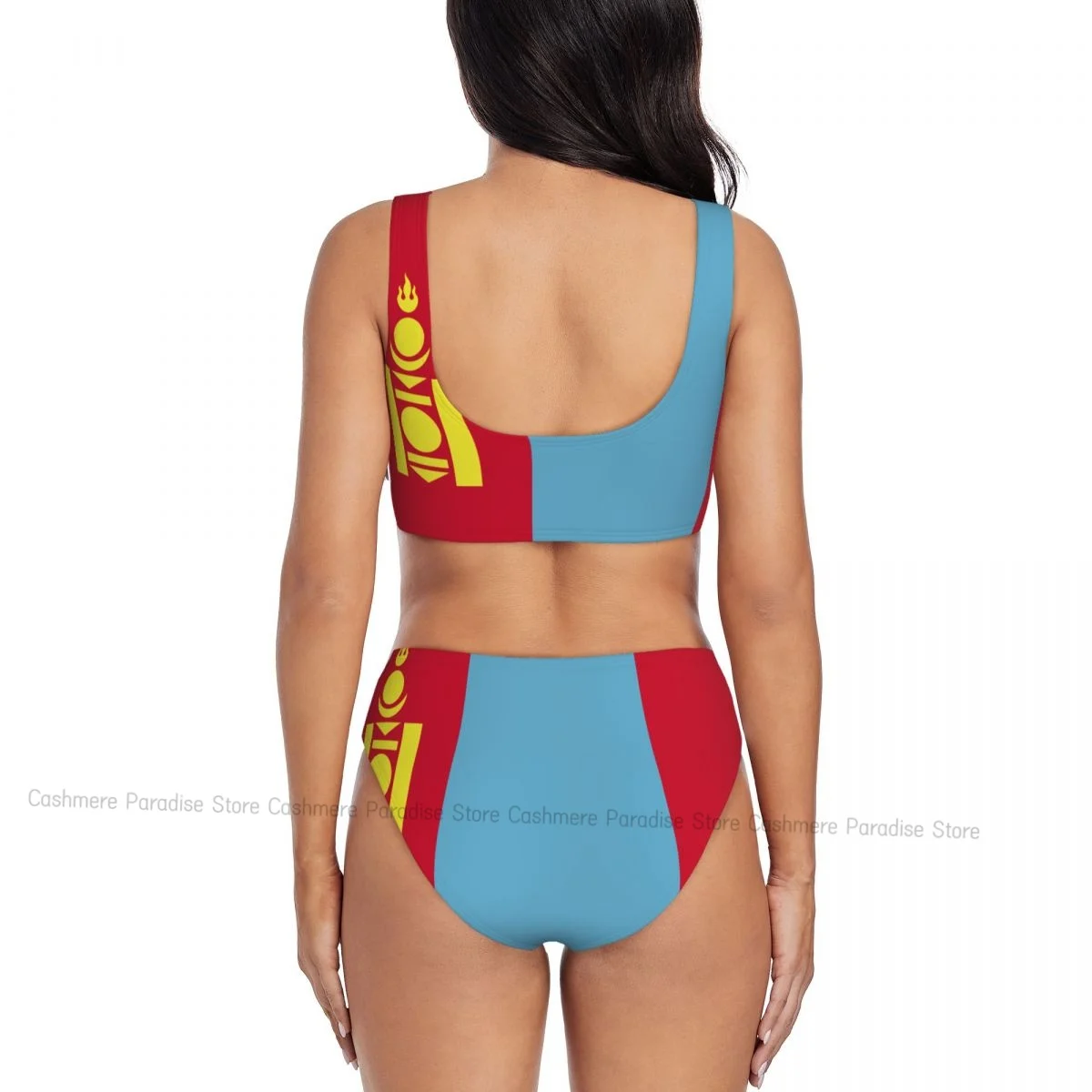 Push-Up บิกินี่ผู้หญิงเซ็กซี่แยกชุดว่ายน้ํามองโกเลียธง 2 ชิ้น Beachwear