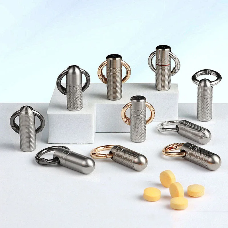 Portable Titanium Alloy Mini Seal Bottle Outdoor Camping Survival Pocket Pill Box Waterproof Capsule Travel EDC with Necklace