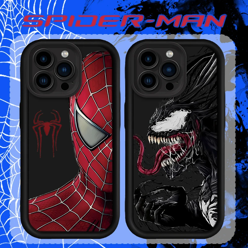 Capa de Celular Marvel Homem-Aranha Anime Venom Quadrinhos para iPhone 17 Air 16 16E 15 14 13 12 11 Pro Max X XS X S Max XR SE 2020 SE4 7 8
