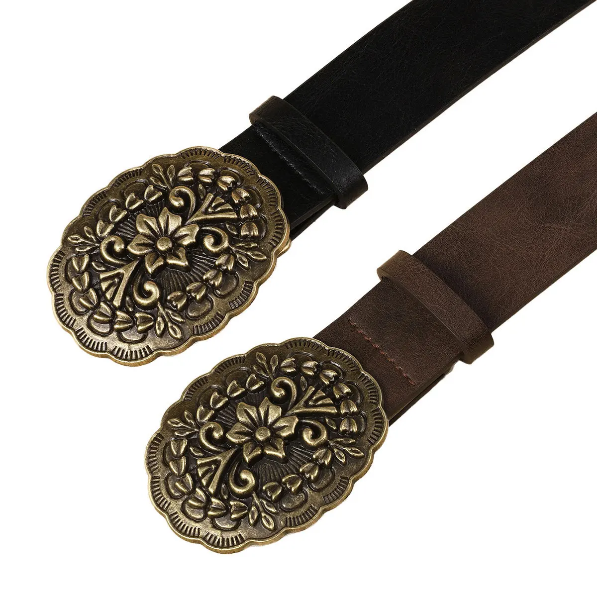 Unisex Fashionable Retro Punk-Style Unique Embossed Elegant Trendy Cool Belt Korean-Style Sexy High-End Versatile Black Belt