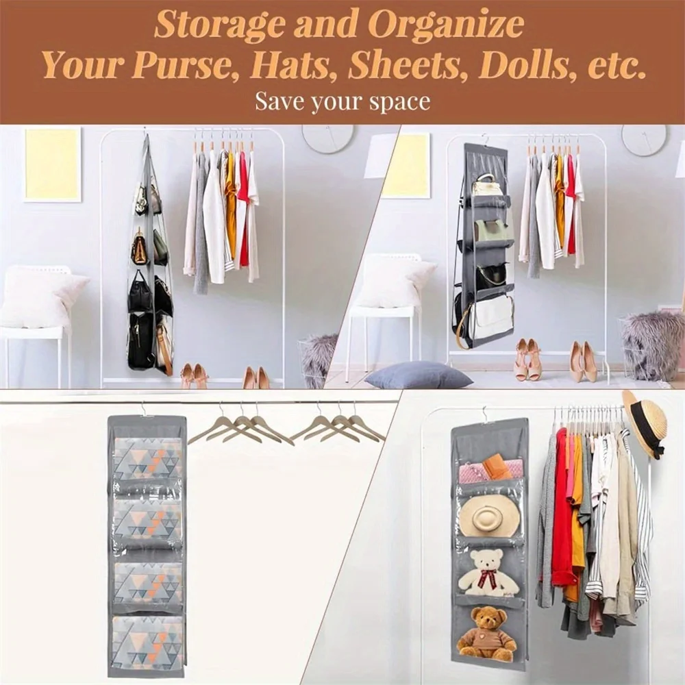 1pc Space-Saving Handbag Storage Box 6/8 Slot Foldable Dustproof Oxford Fabric Wardrobe Organizer with Open Design Portable Case
