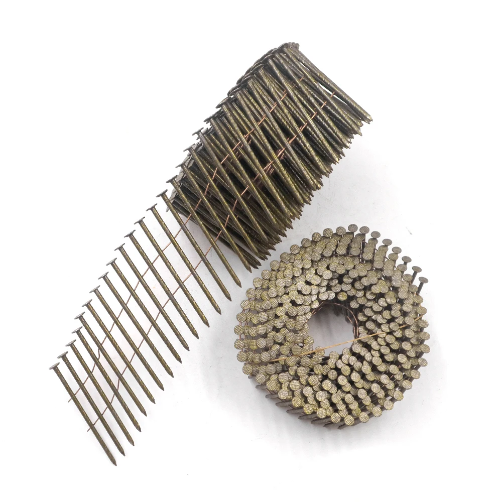 Wire Collated Coil Nails Round Head 15 Degree Thread Rod Wire Collated Framing Nails For Wooden Pallet Pneumatic Nail Gun Use