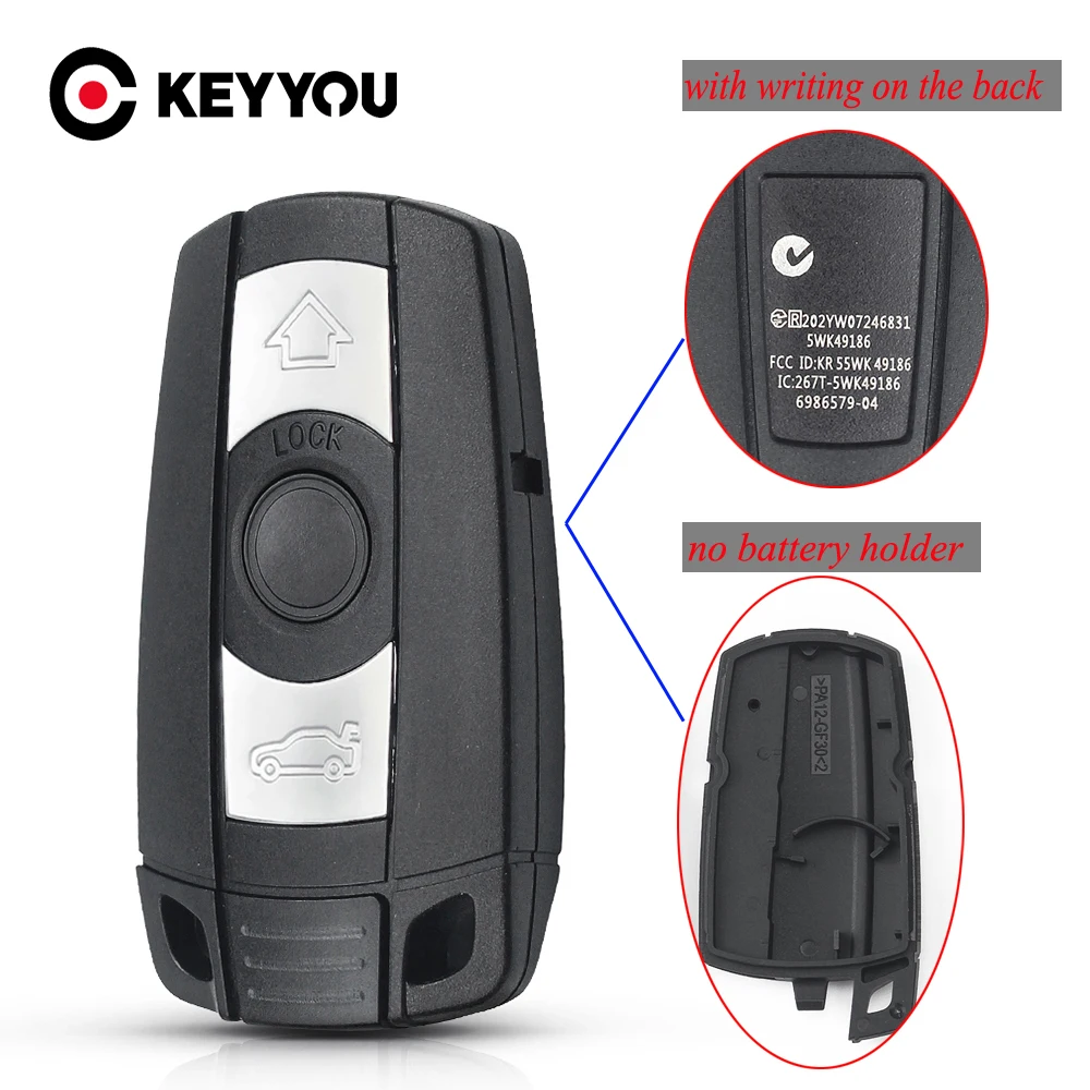 KEYYOU 3 Buttons Smart Car Remote Key Shell Case Fob Case Cover For BMW 1 3 5 6 Series E90 E91 E92 E60 E70 E71 E72 E82 E87 E89