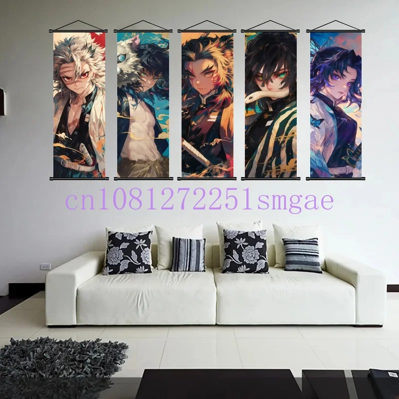 Demon Slayer Hängendes Gemälde Anime Poster Kamado Tanjirou Wandkunst Heimdekoration Agatsuma Zenitsu Rollbilder für Wohnzimmer