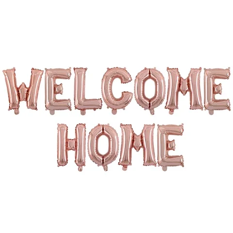 

16inch Rose Gold Welcome Home Letter Foil Balloons Set for Homecoming Event Party Decorations Inflatable Air Globes Welcome Bac