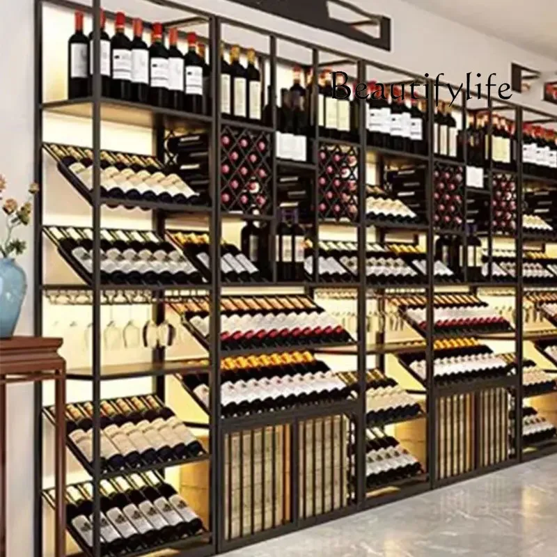 Q تخزين حامل النبيذ الفاخر الحد الأدنى رجل عرض غرفة المعيشة زجاجة حامل زجاجة تخزين الرف Botellero فينو بار الأثاث #3
