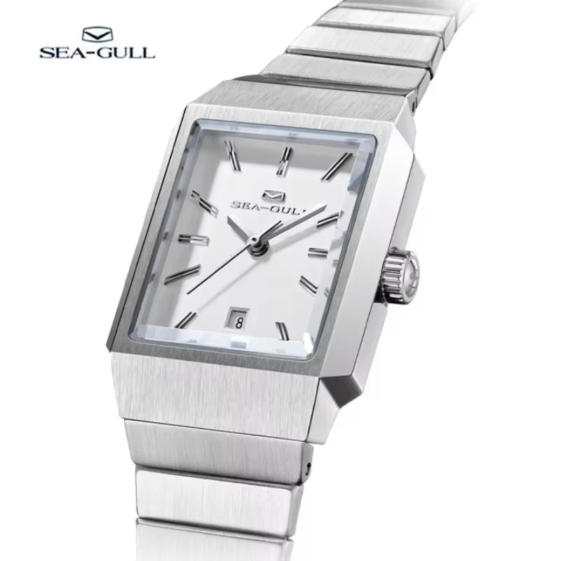 2024 Seagull Women\'s Square Silver Wrist Watches Watches Ladies Automatic Mechanical ST4200 Watches Clock Montre Femme 6169L